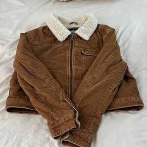 SuperDry Corduroy Sherpa Lined Cropped Winter Jacket